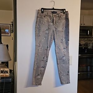 Floral print jeans